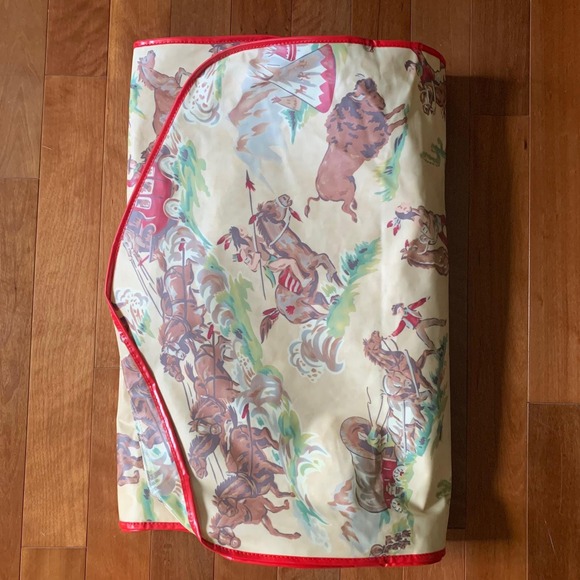 Vintage Kids Western Garment Bag Cowboys Indians Bison Rodeo Travel Case - Picture 2 of 6